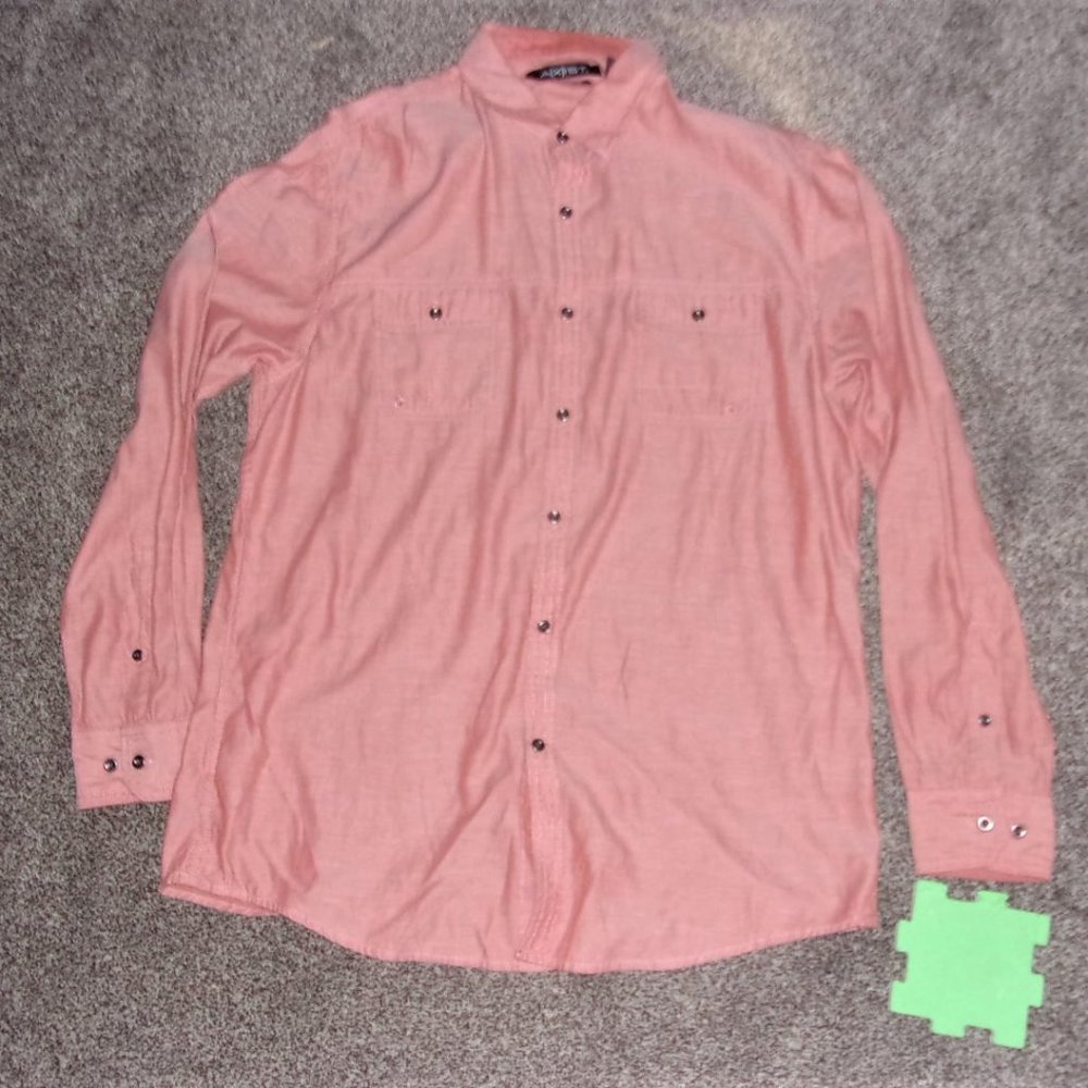 $55 NEW Axist size large mens light red pink casual dress shirt slim fit dress